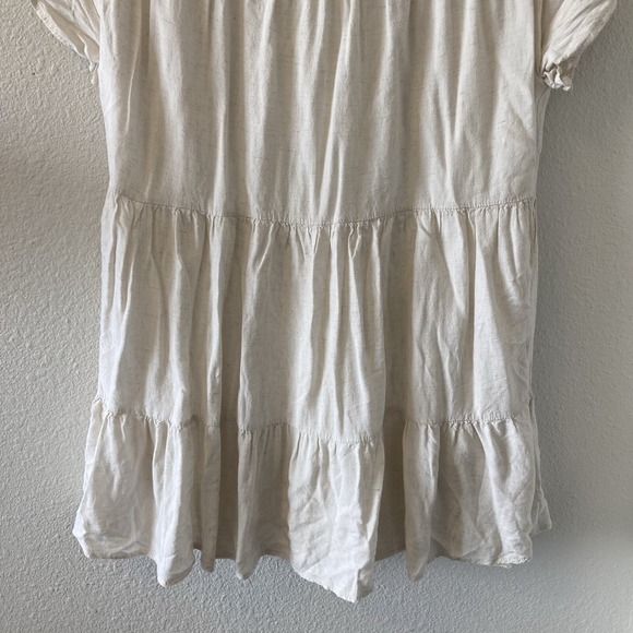 Roolee Babydoll Dress Size XS Tiered Mini Dress Beige Short Sleeve Cottagecore - Picture 10 of 15